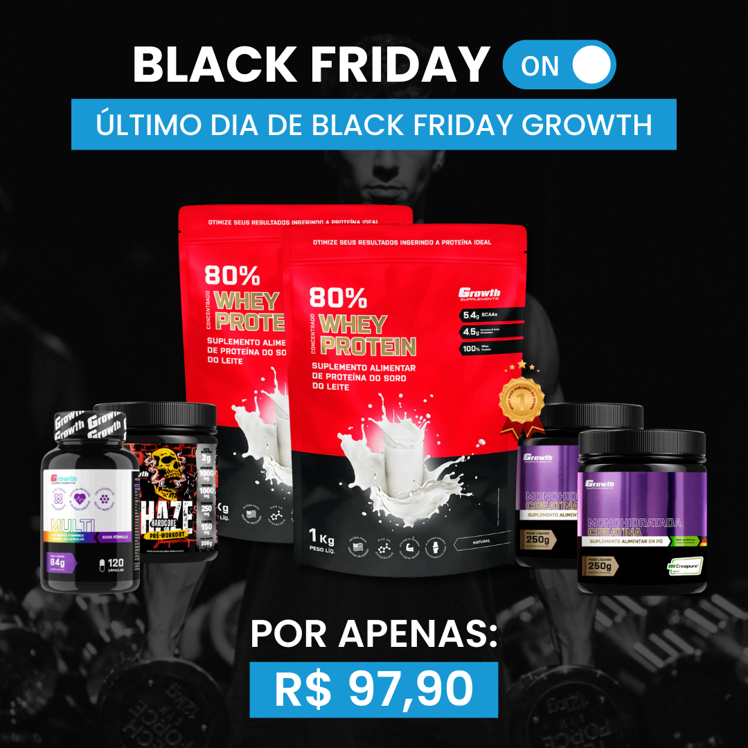 [COMBO BLACK FRIDAY] Combo 2 Whey Protein 1KG + 2 Creatinas 250g + 1 Pré-Treino Haze 300g + 1 Multivitamínico 120caps