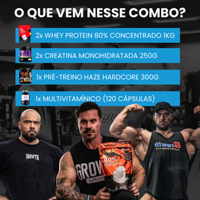 [COMBO BLACK FRIDAY] Combo 2 Whey Protein 1KG + 2 Creatinas 250g + 1 Pré-Treino Haze 300g + 1 Multivitamínico 120caps