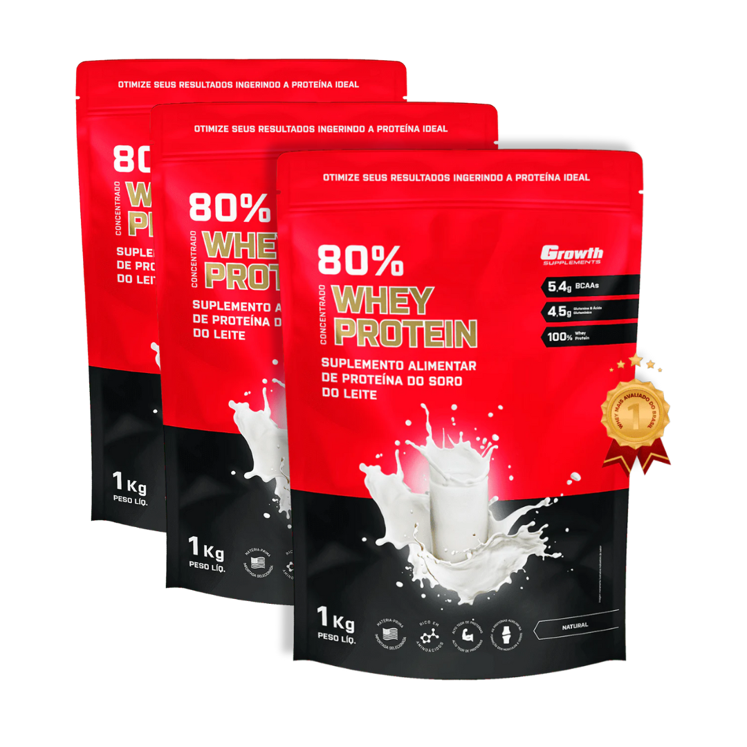 03 WHEY PROTEIN 80% CONCENTRADO 1KG