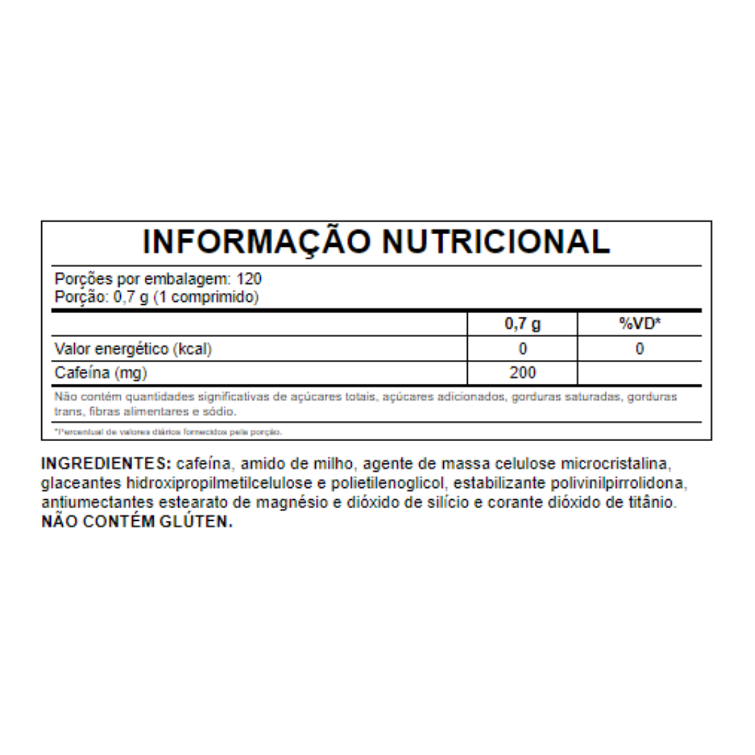 CAFEÍNA 200MG 120COMP (PRÉ-TREINO)