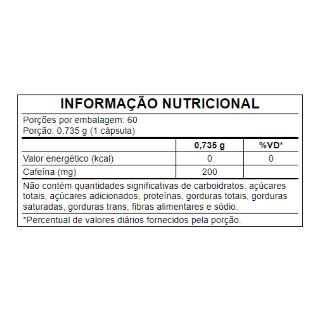 CAFEÍNA 200MG 60 CAPS (PRÉ-TREINO)