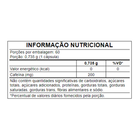CAFEÍNA 200MG 60 CAPS (PRÉ-TREINO)